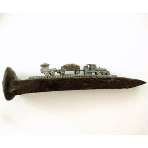 7" Authentic Railroad Spike Vintage Metal Desk Art